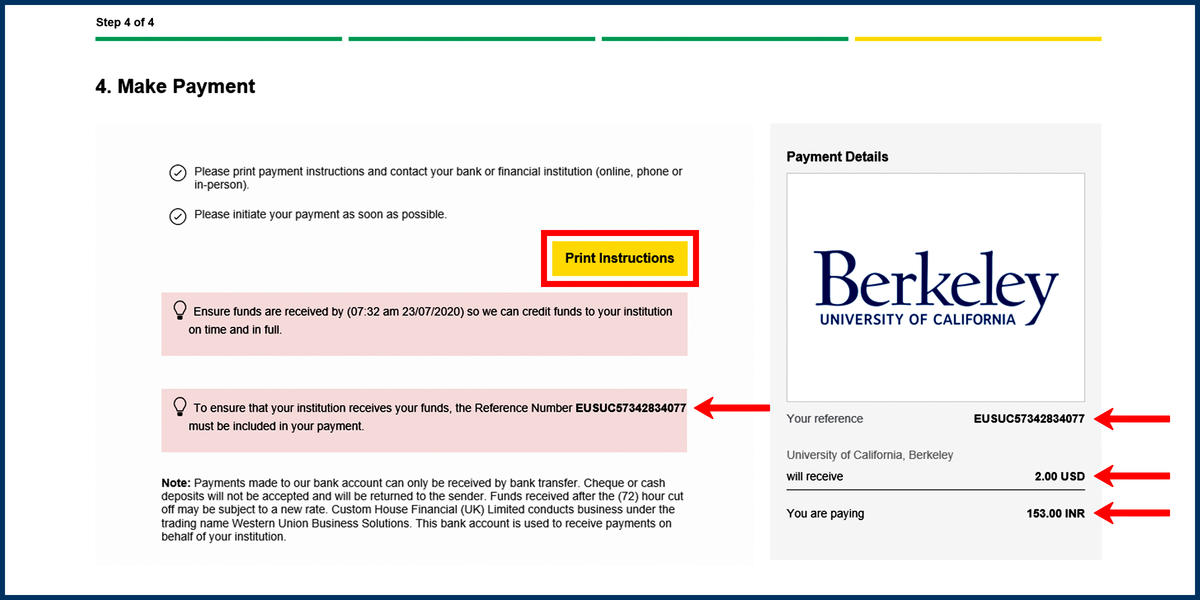 Western Union Print Instructions page Western Union Print Instructions page screenshot